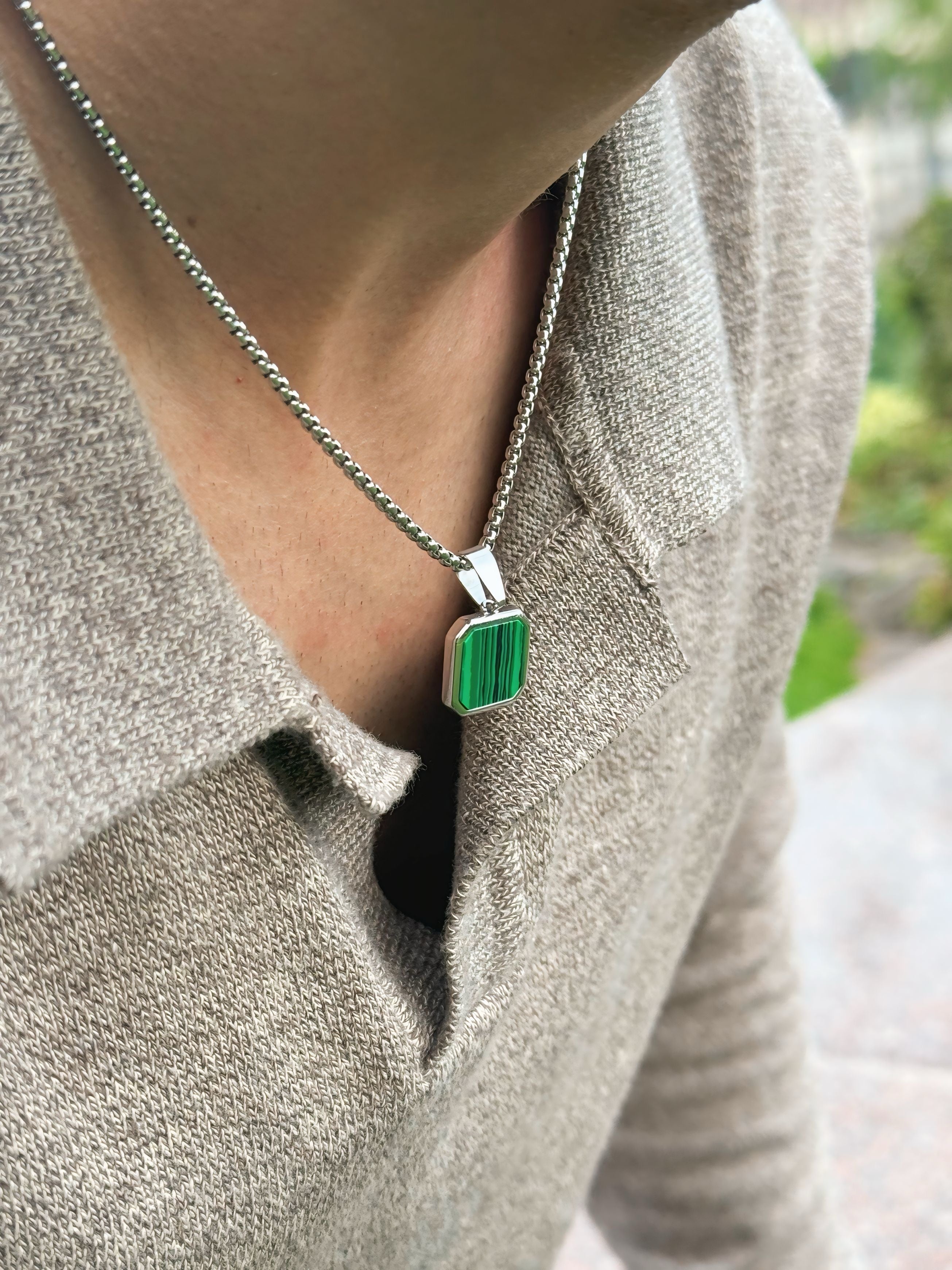 Green Malachite Pendant - Trifid