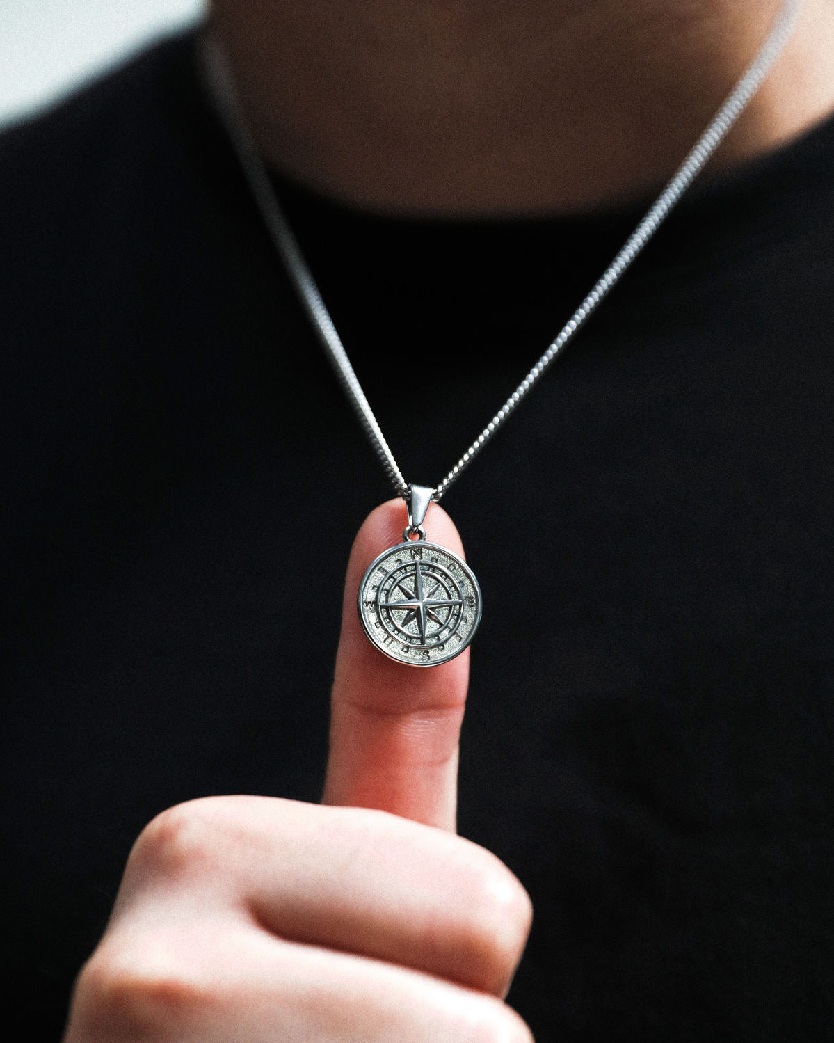 Silver Compass Pendant
