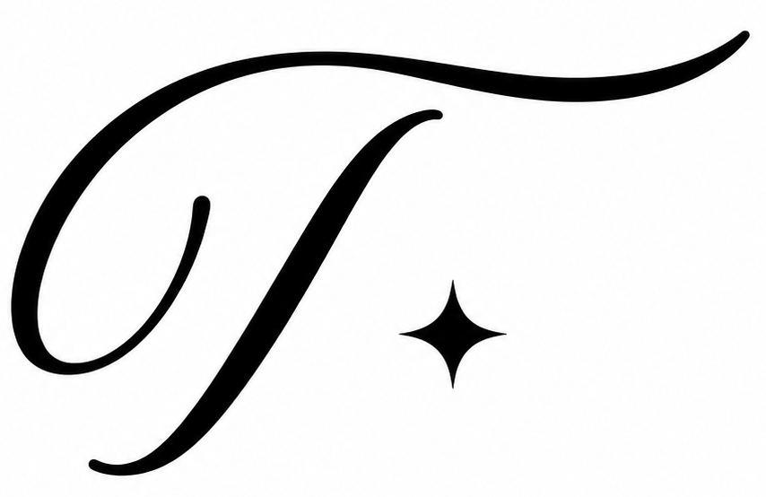 Decorative letter 't' with a star on a white background