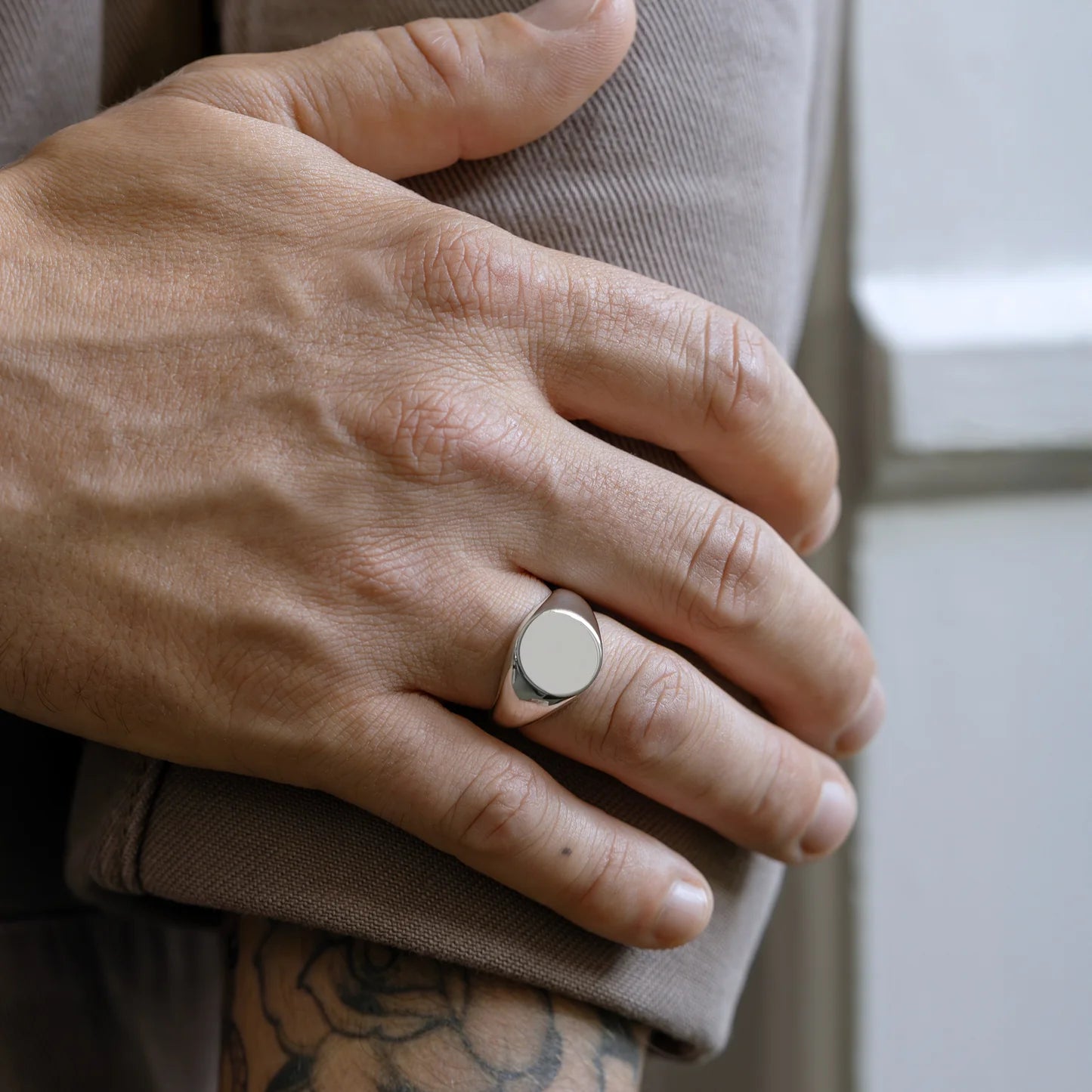 Round Silver Signet Ring
