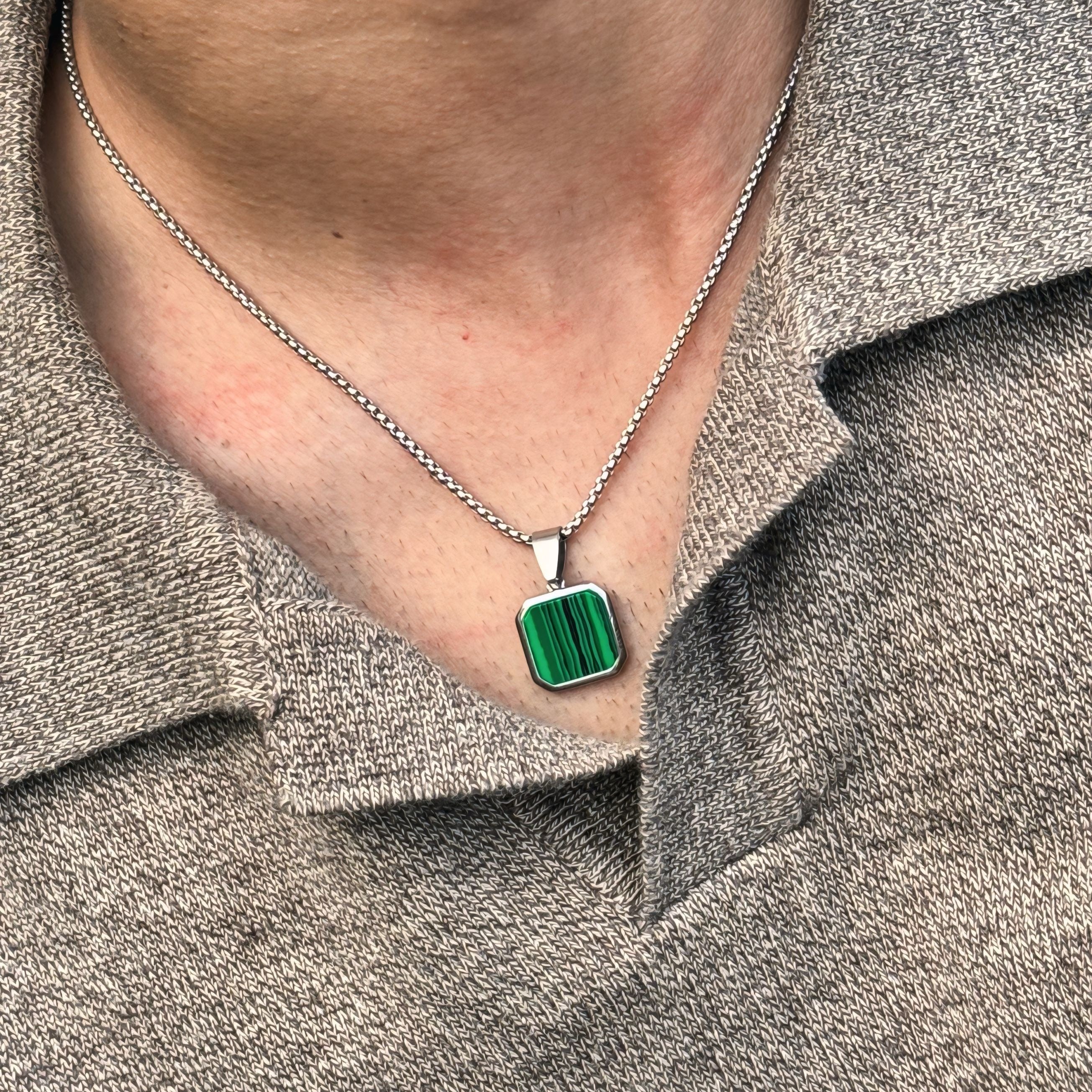 Green Malachite Pendant - Trifid